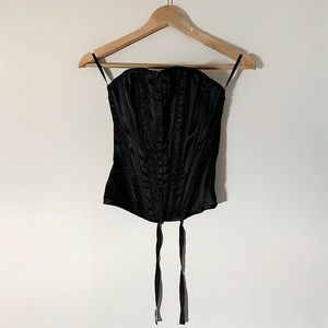 Vintage NWT Nostalgia ✨ Wet Seal Lace Back Satin Corset in Black